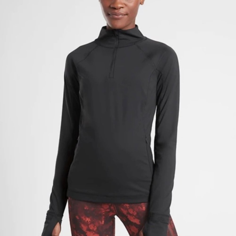 Athleta Rainier Half Zip Black Running Jacket
